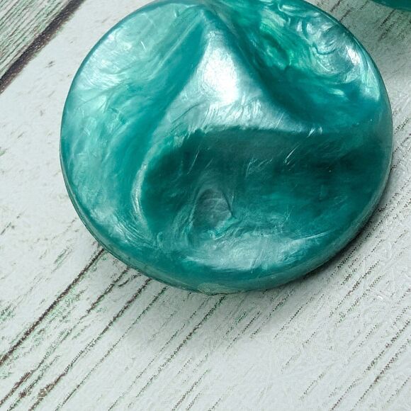 Vintage Clip On Earrings - Aqua-ish Stamped Western Germany - Picture 2 of 6